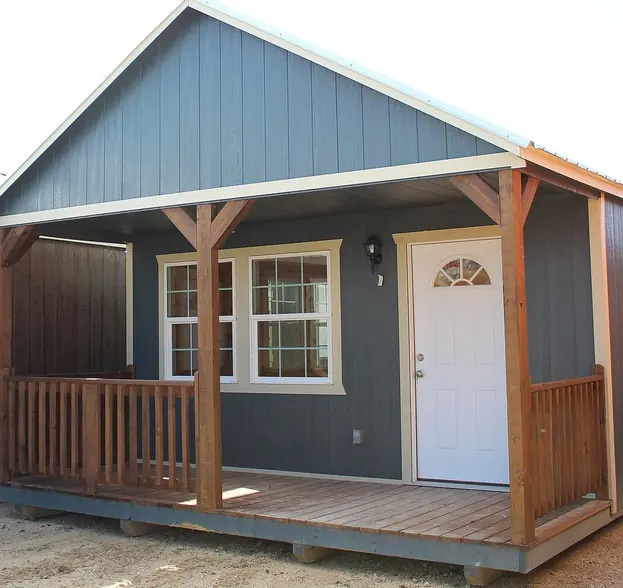 16x38 Tiny Home – Model 1356, front exterior with covered porch
