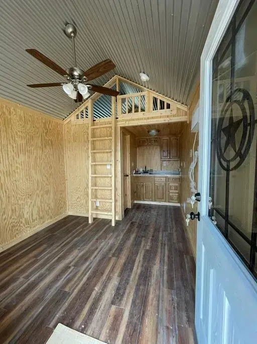 10x20 Tiny Home, interior with loft ladder