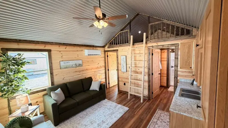 14x28 Tiny Home &ndash; Model 1219, living area with loft