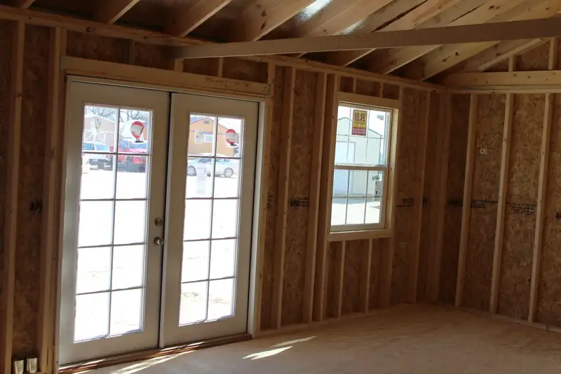 16x24 Cabin Shell, French doors from inside