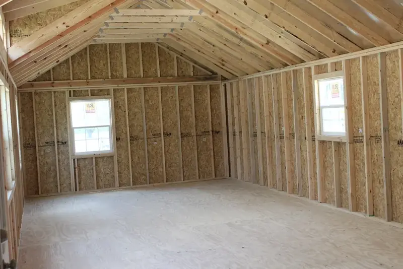16x40 Dormer Cabin Shell, inside the shell