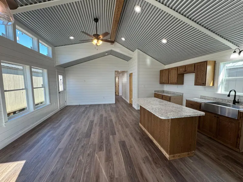 20x48 Tiny Home – Model 6327, long view of the great room