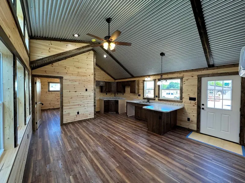 16x44 Tiny Home &ndash; Model 6928, long view to the kitchen