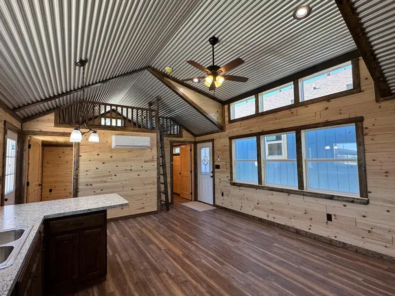 16x44 Tiny Home &ndash; Model 6928, great room with loft