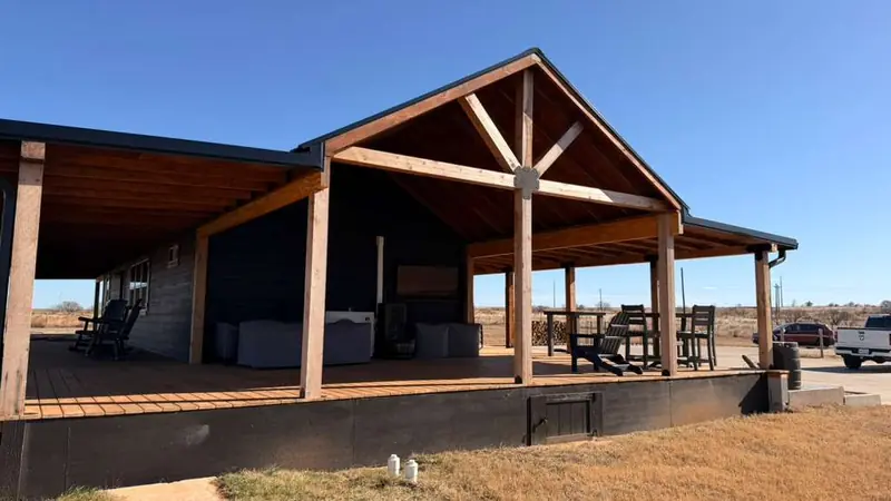 18x48 Tiny Home &ndash; Model 8068, another view of the optional wraparound porch