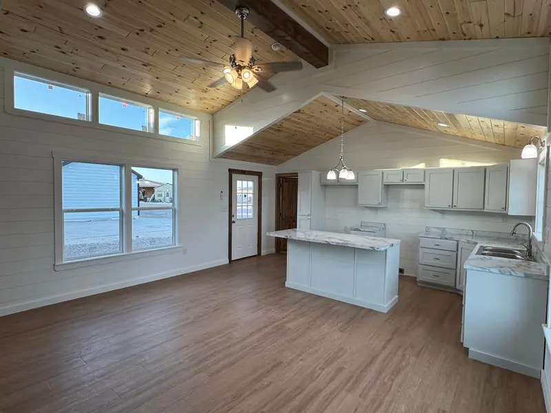 18x54 Tiny Home – Model 8530, bright kitchen and great room