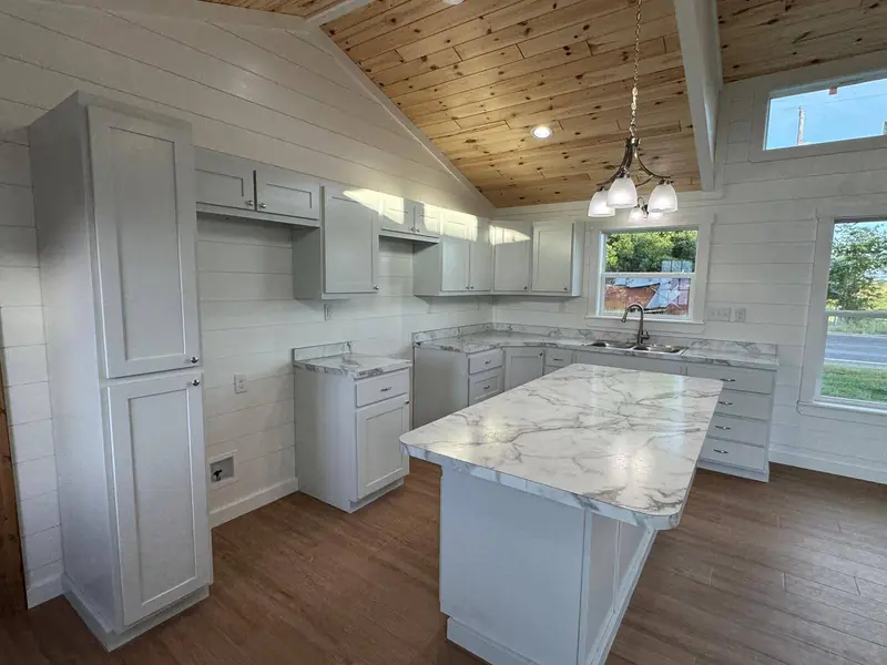 18x54 Tiny Home &ndash; Model 8530, kitchen with marble countertops