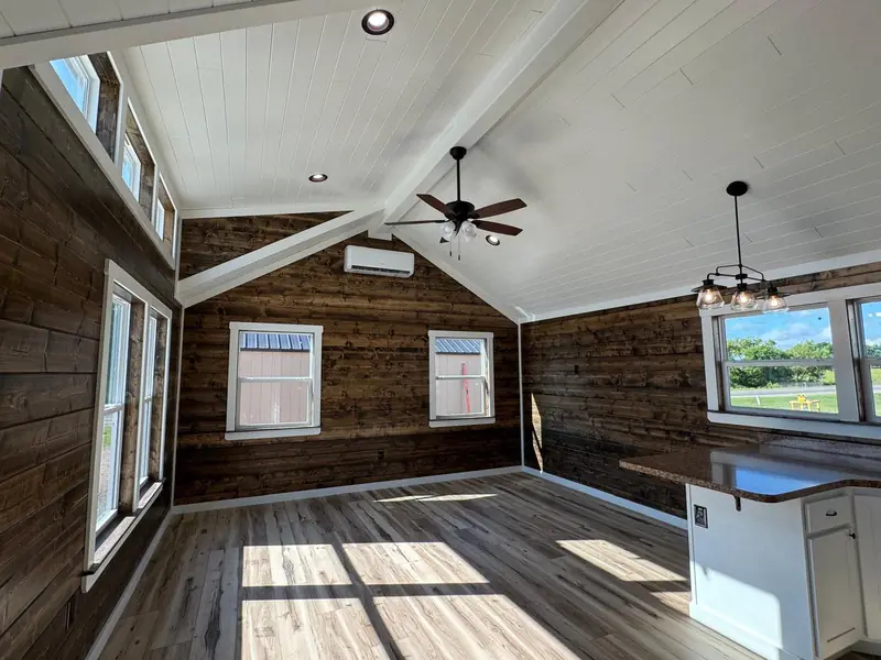 16x38 Tiny Home – Model 9487, great room toward the kitchen